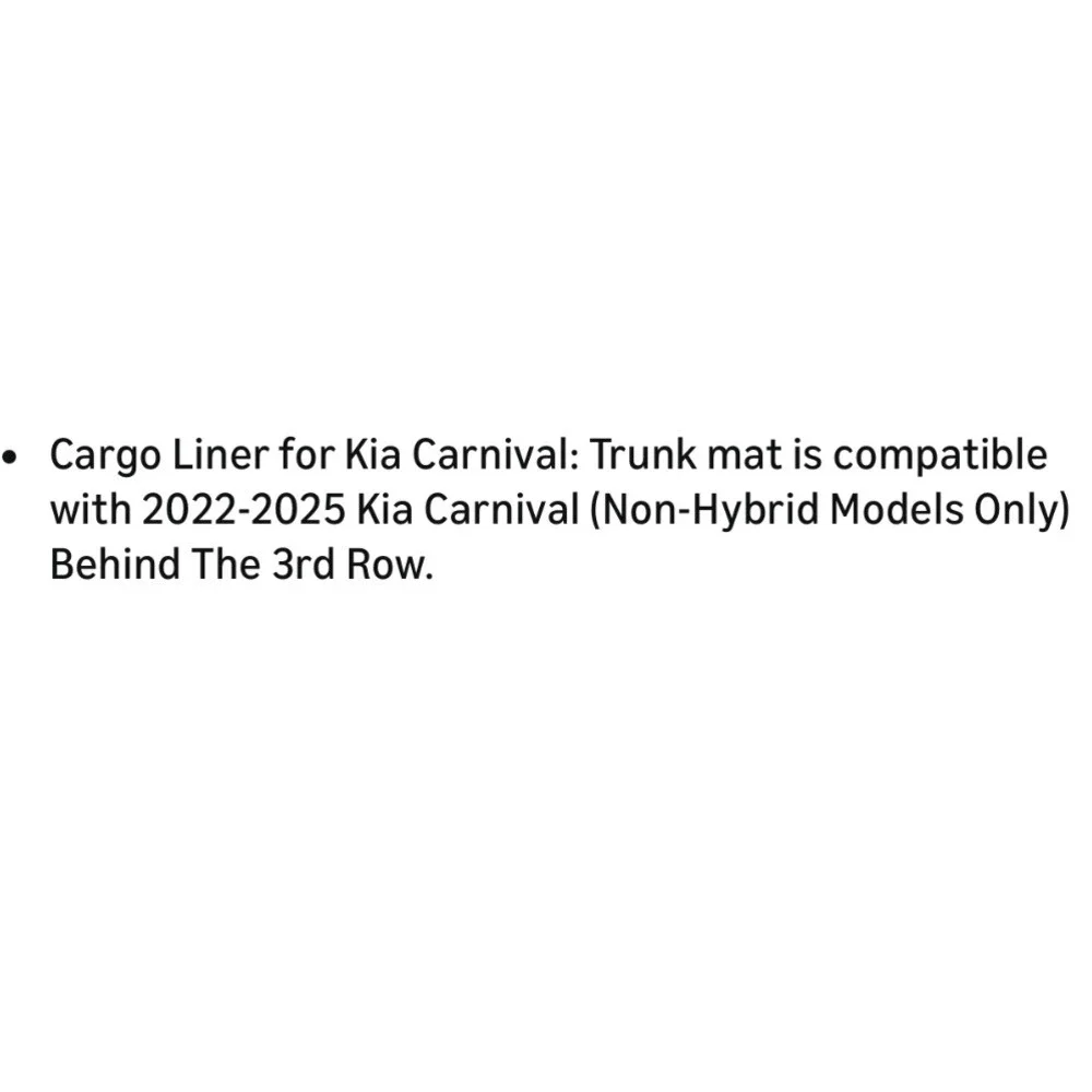 Rear Trunk Cargo Liner for Kia Carnival 2022-2025 3D All Weather Floor Mat